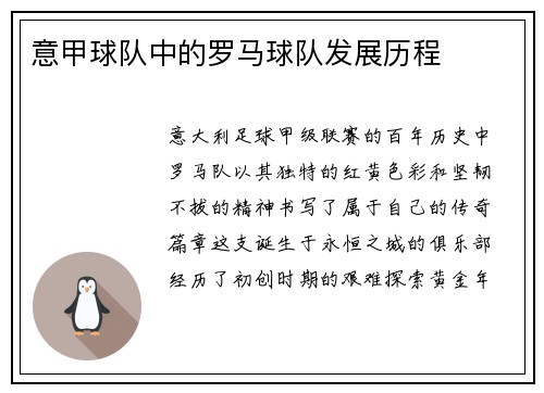 意甲球队中的罗马球队发展历程